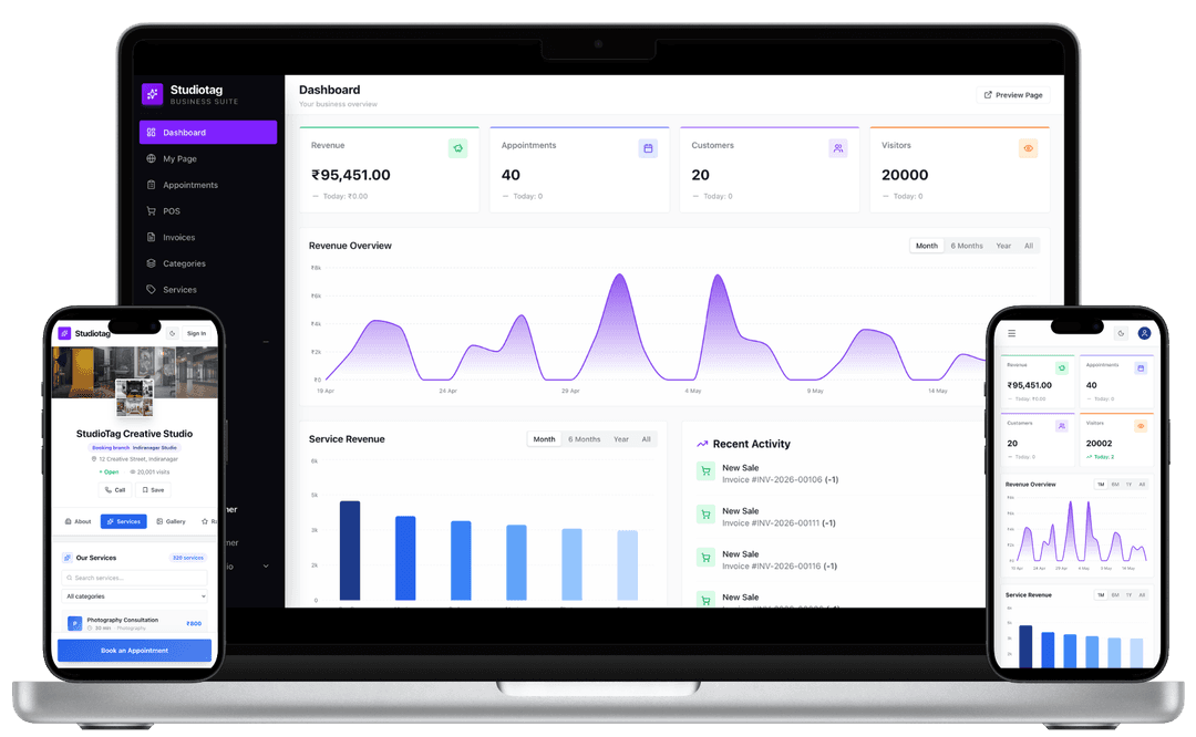 Studiotag dashboard preview